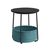 Table d'appoint noir effet bois-turquoise foncé