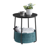 Table d'appoint noir effet bois-turquoise foncé