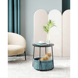 Table d'appoint noir effet bois-turquoise foncé