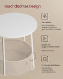 NEU Runder Beistelltisch mit Korb aus Stoff weiß-beige