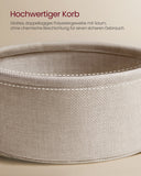NEU Runder Beistelltisch mit Korb aus Stoff weiß-beige