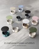 NEU Runder Beistelltisch mit Korb aus Stoff weiß-beige