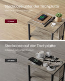 NEU Beistelltisch mit Steckdose haselnussbraun 30 x 34 x 58 cm schwarz