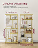 NEU Bücherregal mit 6 Ablagen 30 x 80 x 180 cm gold-transparent