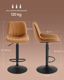 NEU 2er Set Barhocker drehbar Rückenlehne braun