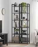 NEU Bücherregal mit 6 Ebenen und Griffen 40 x 30 x 178,6 cm vintagebraun-schwarz