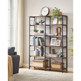 NEU Bücherregal mit 6 Ebenen 30 x 120 x 172,5 cm vintagebraun-schwarz
