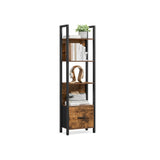 NEU Bücherregal 5 Ebenen Eckregal Schublade braun
