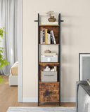 NEU Bücherregal 5 Ebenen Eckregal Schublade braun