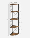 Neu Eckregal mit 5 Ebenen Vintagebraun-Schwarz