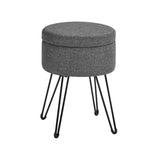 NEU Sitzhocker rund mit Stauraum und Deckel dunkelgrau