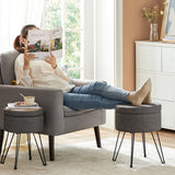 NEU Sitzhocker rund mit Stauraum und Deckel dunkelgrau