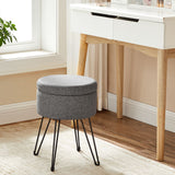 NEU Sitzhocker rund mit Stauraum und Deckel dunkelgrau