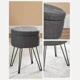NEU Sitzhocker rund mit Stauraum und Deckel dunkelgrau