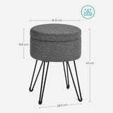 NEU Sitzhocker rund mit Stauraum und Deckel dunkelgrau