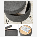 NEU Sitzhocker rund mit Stauraum und Deckel dunkelgrau