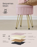 NEU Sitzhocker mit Stauraum und 4 Metallbeinen pastellrosa
