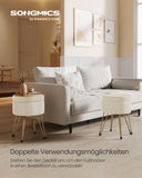 NEU Sitzhocker mit Stauraum und 4 Metallbeinen cremeweiß