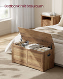 NEU Schuhbank mit Stauraum Landhausstil honigbraun 100 x 40 x 46 cm mattweiß