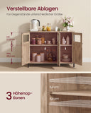 NEU Sideboard Küchenschrank  mit Glastüren kamelbraun-tintenschwarz