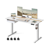 NEU Schreibtisch mit Steckdosen und Schublade 70 x 160 cm  wolkenweiß