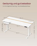 NEU Schreibtisch mit Steckdosen und Schublade 70 x 160 cm  wolkenweiß