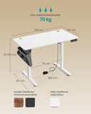 NEU Höhenverstellbarer Schreibtisch elektrisch 60 x 120 x (72-120) cm wolkenweiß