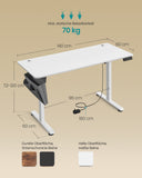NEU Höhenverstellbarer Schreibtisch elektrisch 60 x 140 x (72-120) cm wolkenweiß