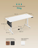 NEU Höhenverstellbarer Schreibtisch elektrisch 70 x 160 x (72-120) cm wolkenweiß