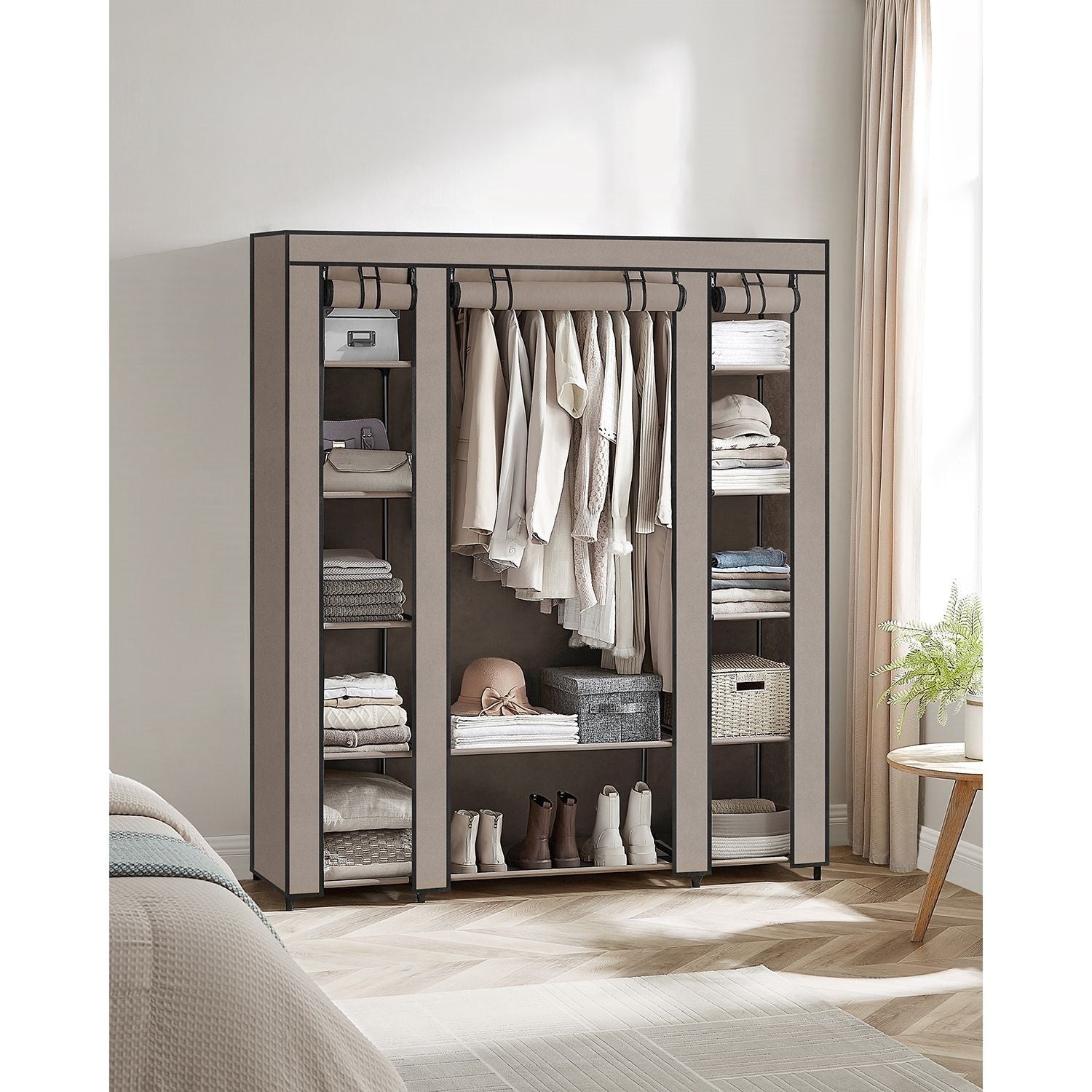 neu kleiderschrank mit kleiderstange taupe