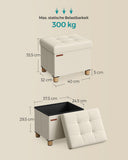 NEU Sitzhocker mit Stauraum bis 300 kg belastbar 38 x 40 x 38 cm cremeweiß