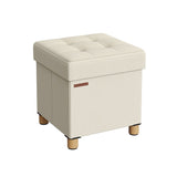 NEU Klappbarer Sitzhocker mit Stauraum 38 x 38 cm cremeweiß