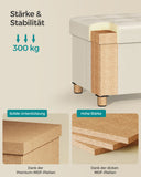 NEU Klappbarer Sitzhocker mit Stauraum 38 x 38 cm cremeweiß