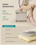 NEU Klappbarer Sitzhocker mit Stauraum 38 x 38 cm cremeweiß