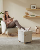 NEU Sitzhocker 38 cm Stauraum Samt cappuccinobeige