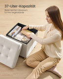 NEU Sitzhocker 38 cm Stauraum Samt cappuccinobeige