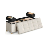 NEU Sitzbank mit Stauraum 38 x 110 x 40 cm Fußhocker 112 L cappuccinobeige