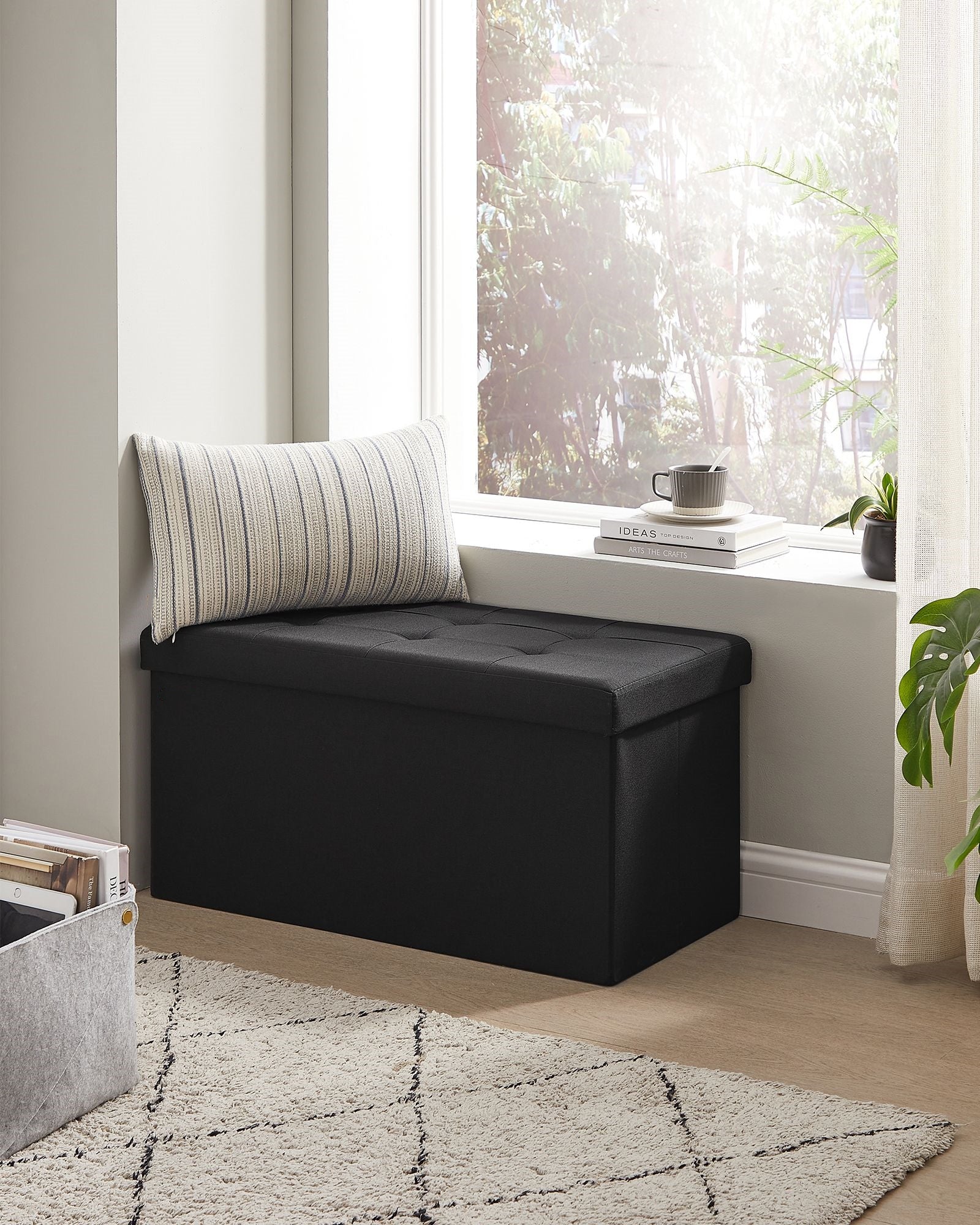 Sitzbank mit Stauraum Schwarz –