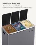 NEU Mülltrennsystem mit Pedal und 3 Inneneimer grau