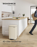 NEU Mülleimer Küche mit Deckel 40 Liter sandbeige