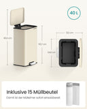 NEU Mülleimer Küche mit Deckel 40 Liter sandbeige