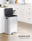 NEU Tretmülleimer mit Deckel und Softclose Silbern