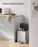 NEU Mülleimer 20 Liter mit Deckel metallisches Silber