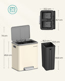 NEU 2 Fächer für Recycling und Restmüll sandbeige wolkenweiß