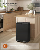 NEU Mülleimer 2 x 30 L mit Pedal Softclose tintenschwarz