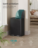 NEU Mülleimer 2 x 30 L mit Pedal Softclose tintenschwarz