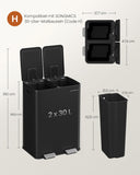 NEU Mülleimer 2 x 30 L mit Pedal Softclose tintenschwarz