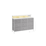 NEU Kommode mit 9 Schubladen und LED-Beleuchtung 33,5 x 114 x 84 cm taubengrau
