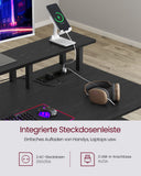 NEU Schreibtisch mit Schubladen und Steckdosen 55 x 135 x 90 cm ebenholzschwarz