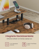 NEU Schreibtisch mit Schubladen und Monitorständer 55 x 135 x 90 cm vintagebraun